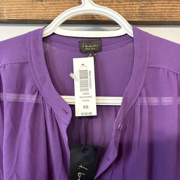 Aritzia Babaton Silk George Purple Sheer Button-Up dress size XS - Picture 2 of 8